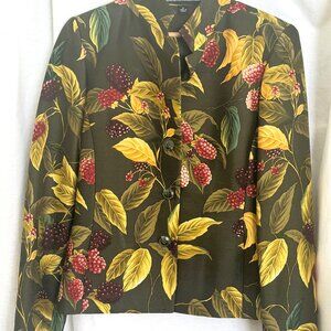 Silk & Wool Blend Floral Jacket Ellen Tracy/Linda Allard, Multicolored, Size 4
